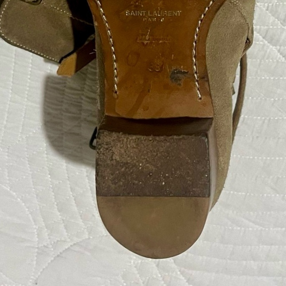 YSL SAINT LAURENT Wyatt Jodphur Suede Mid Heel Boots - Picture 5 of 6